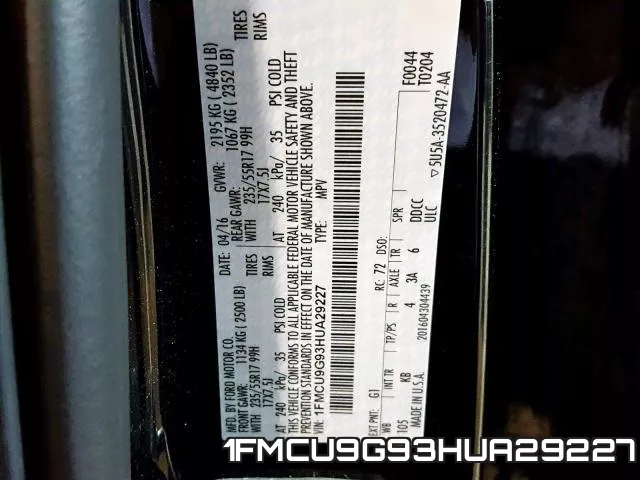 1FMCU9G93HUA29227 фото 2