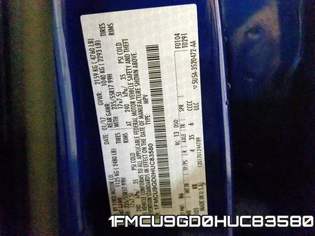 1FMCU9GD0HUC83580 фото 2