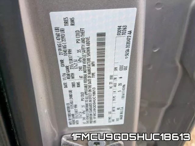 1FMCU9GD5HUC18613 фото 2