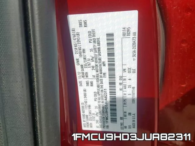 1FMCU9HD3JUA82311 фото 2