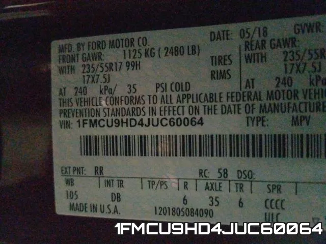 1FMCU9HD4JUC60064 фото 2