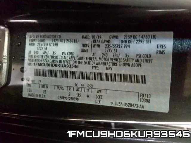 1FMCU9HD6KUA93546 фото 2