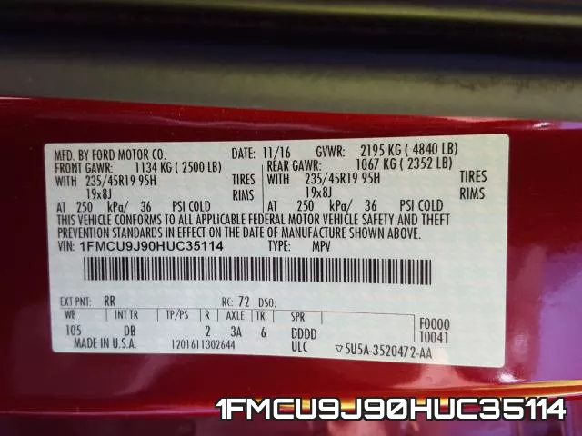1FMCU9J90HUC35114 фото 2