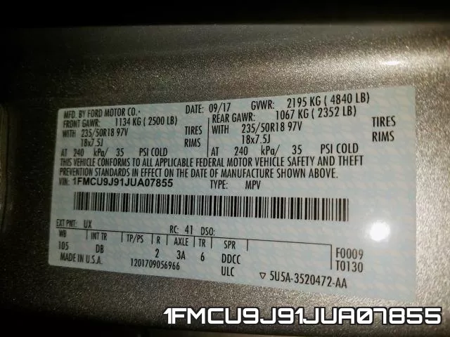 1FMCU9J91JUA07855 фото 2