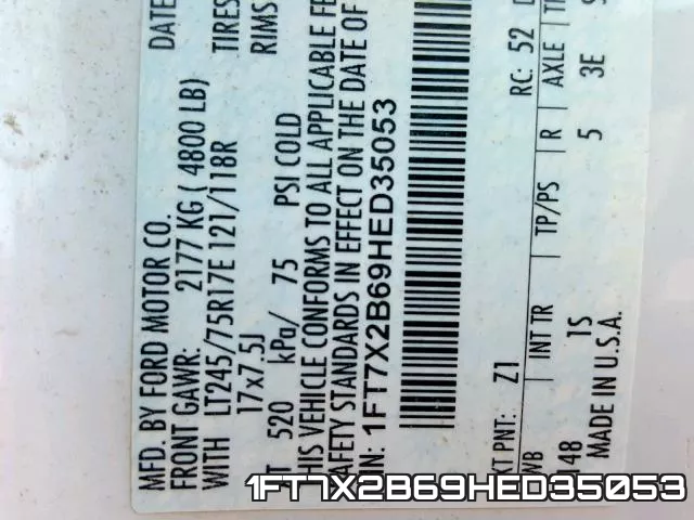 1FT7X2B69HED35053 фото 2