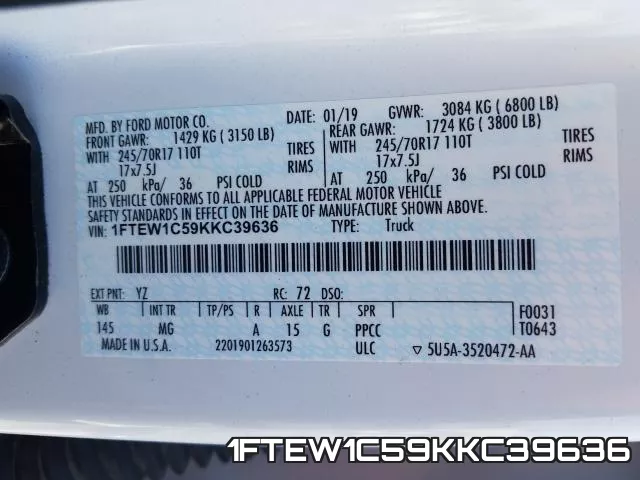 1FTEW1C59KKC39636 фото 2