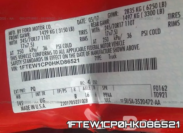 1FTEW1CP0HKD86521 фото 10