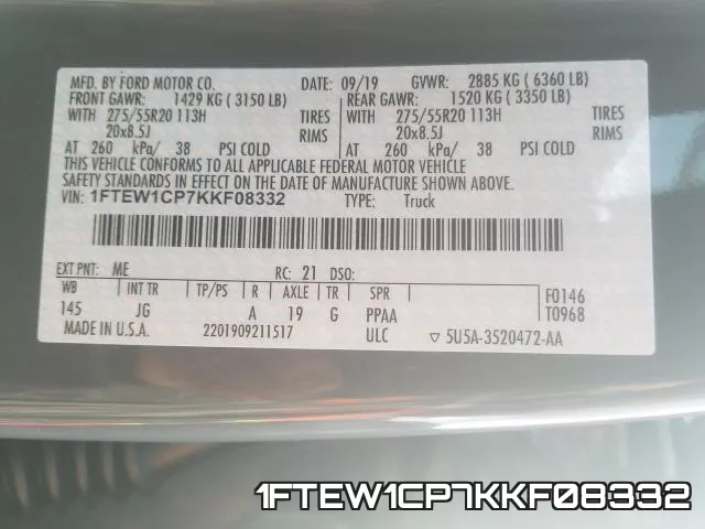 1FTEW1CP7KKF08332 фото 2