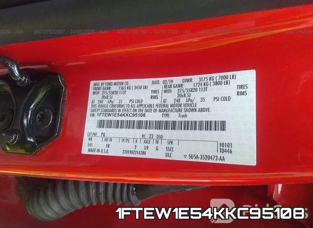 1FTEW1E54KKC95108 фото 10