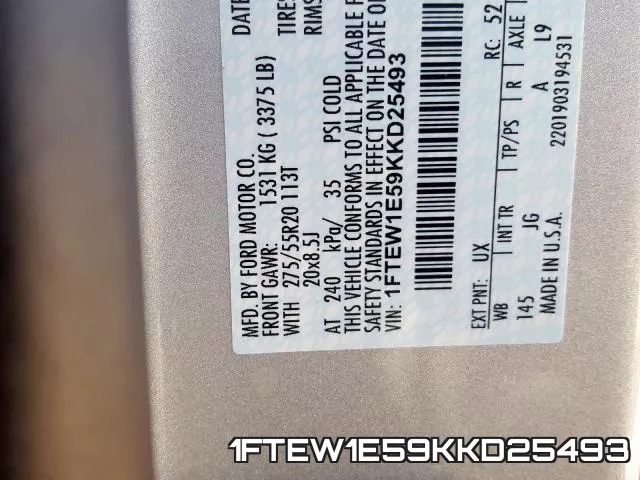 1FTEW1E59KKD25493 фото 2