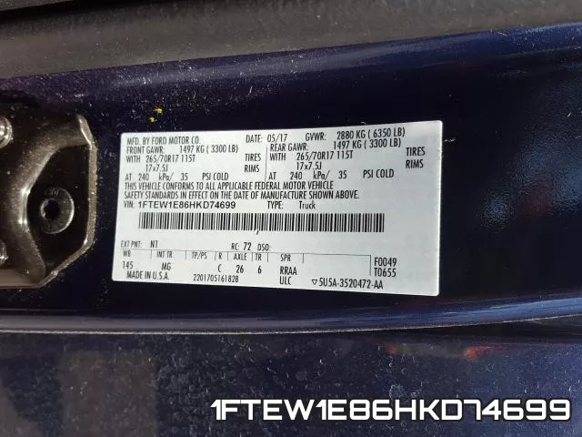 1FTEW1E86HKD74699 фото 2