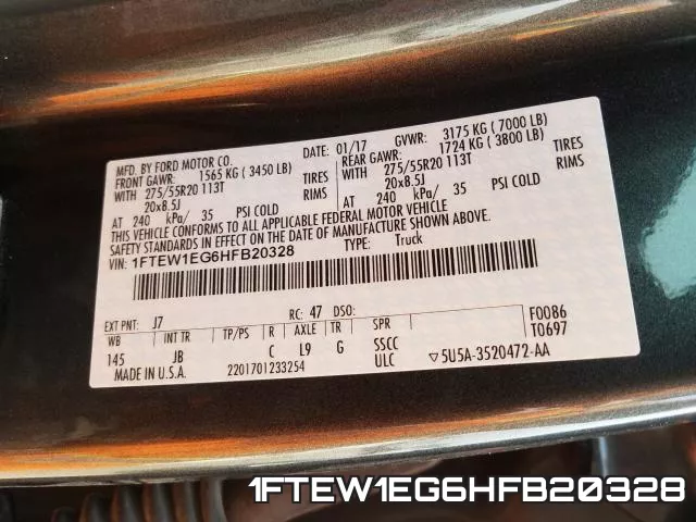 1FTEW1EG6HFB20328 фото 2