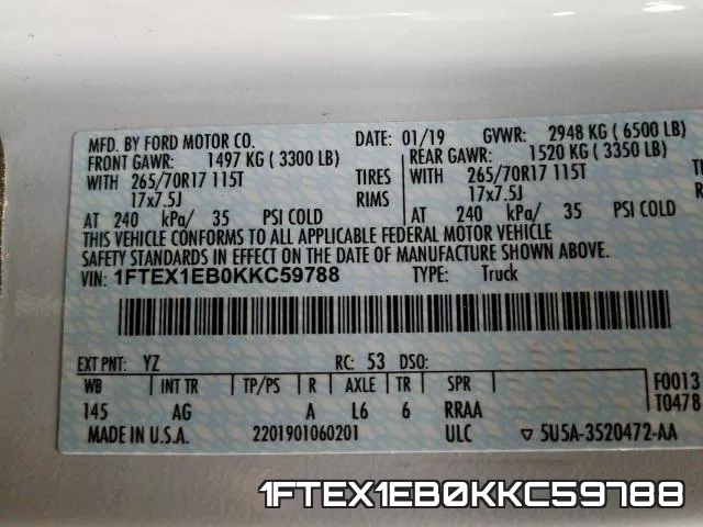 1FTEX1EB0KKC59788 фото 2