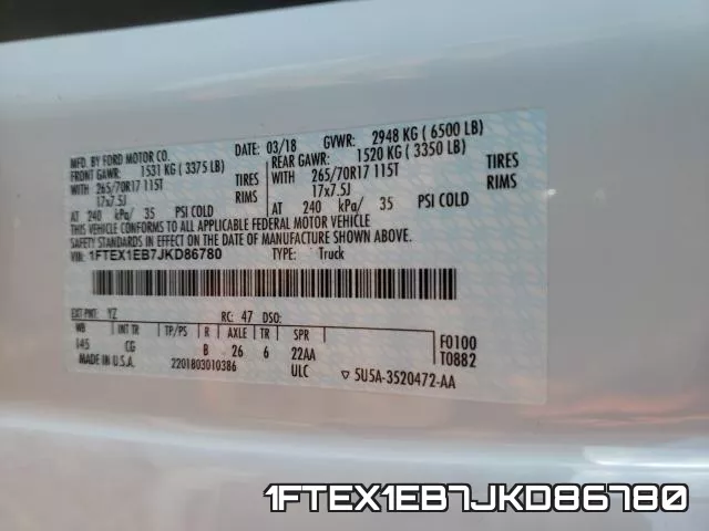 1FTEX1EB7JKD86780 фото 2