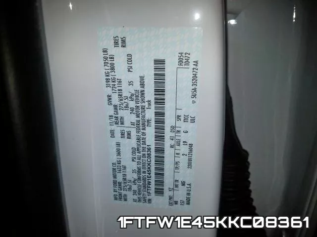 1FTFW1E45KKC08361 фото 2