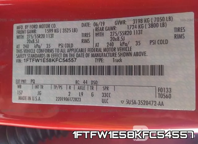 1FTFW1E58KFC54557 фото 10