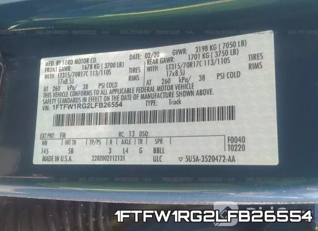 1FTFW1RG2LFB26554 фото 10