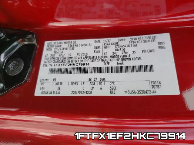 1FTFX1EF2HKC79914 фото 2