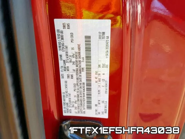 1FTFX1EF5HFA43038 фото 2