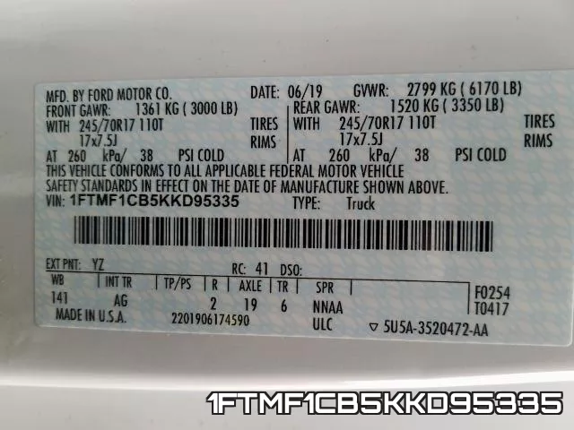 1FTMF1CB5KKD95335 фото 2