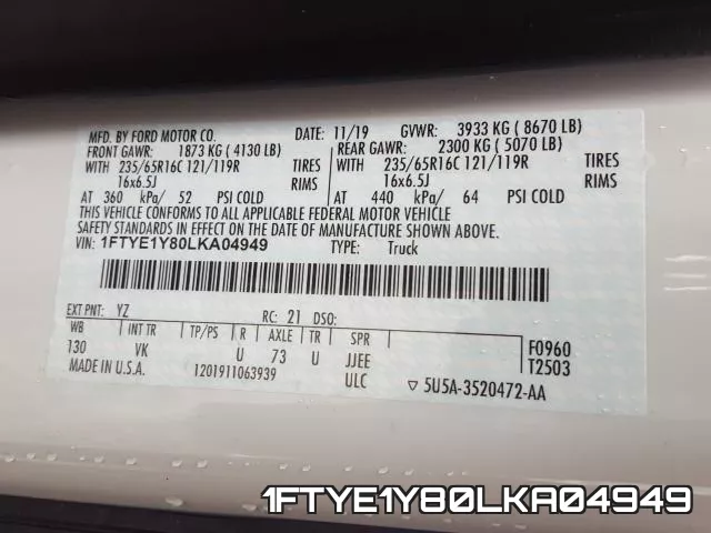 1FTYE1Y80LKA04949 фото 2