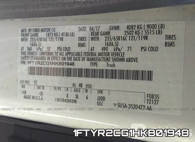 1FTYR2CG1HKB01948 фото 10