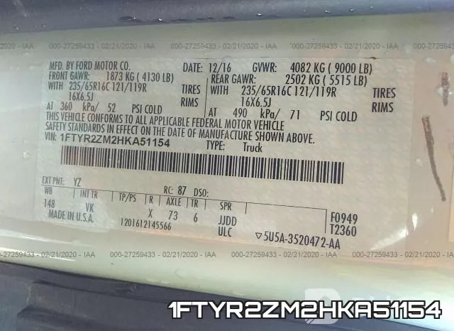 1FTYR2ZM2HKA51154 фото 10