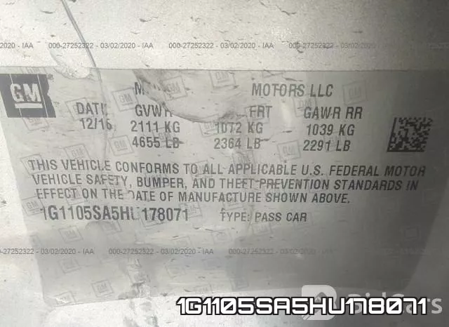 1G1105SA5HU178071 фото 10