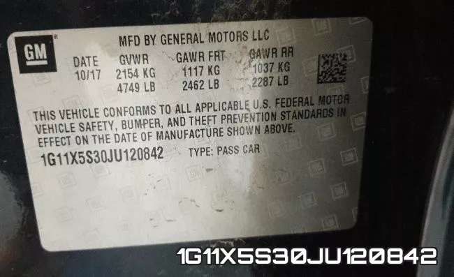 1G11X5S30JU120842 фото 2