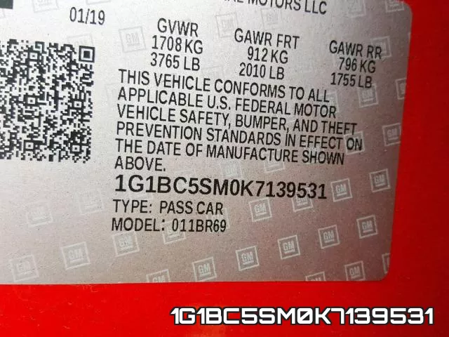 1G1BC5SM0K7139531 фото 2