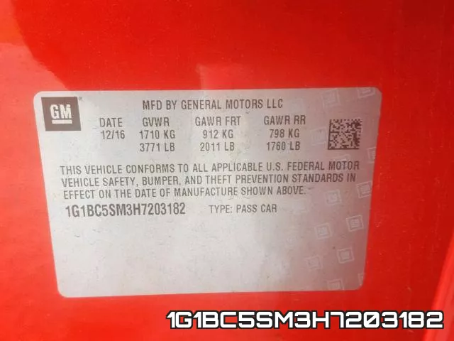 1G1BC5SM3H7203182 фото 2