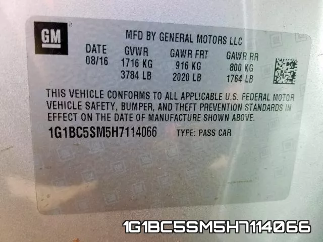 1G1BC5SM5H7114066 фото 2