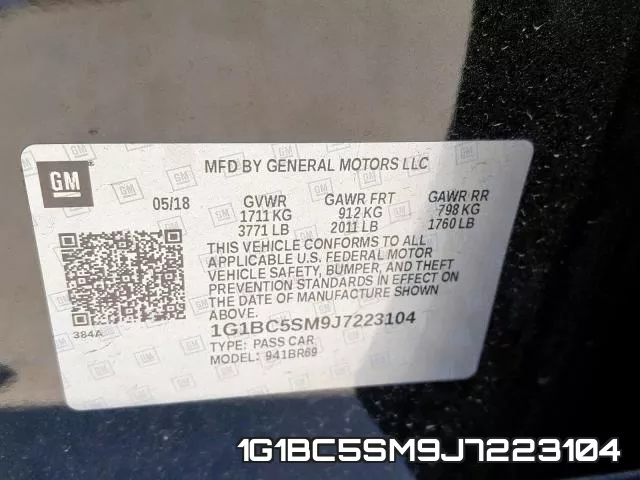 1G1BC5SM9J7223104 фото 2
