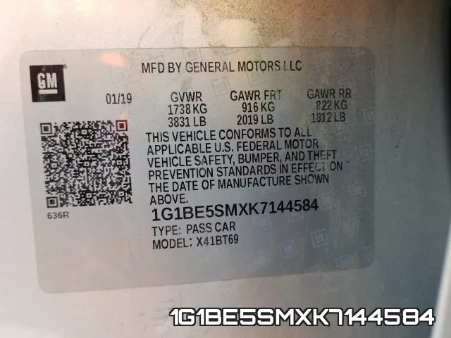 1G1BE5SMXK7144584 фото 2