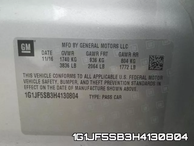 1G1JF5SB3H4130804 фото 2