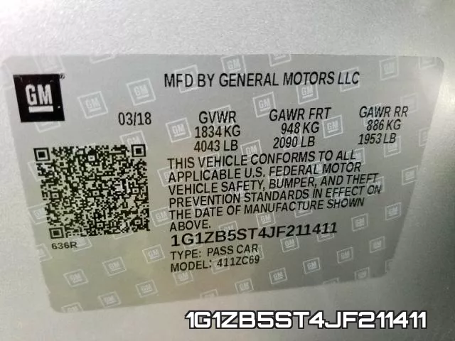 1G1ZB5ST4JF211411 фото 2
