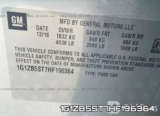 1G1ZB5ST7HF196364 фото 10