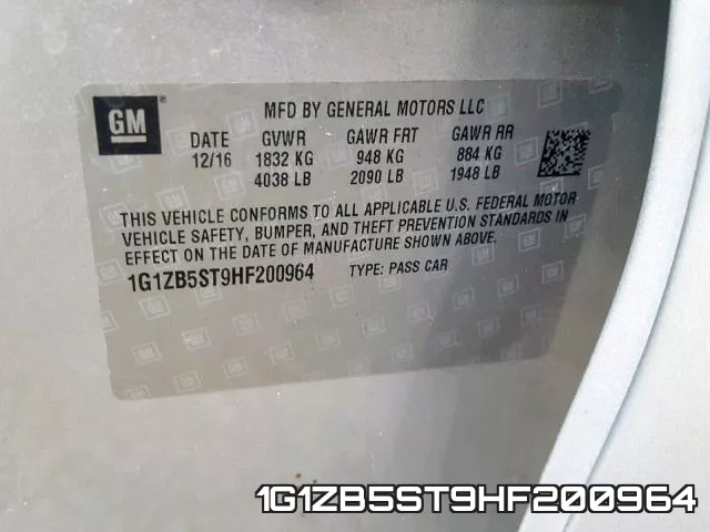 1G1ZB5ST9HF200964 фото 2