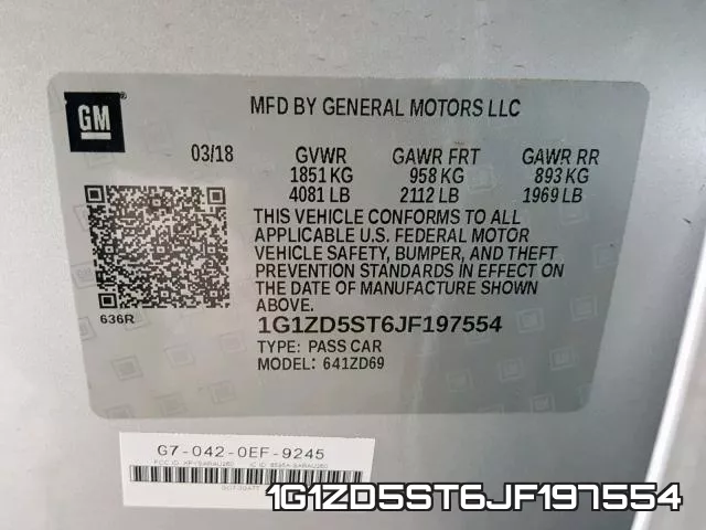 1G1ZD5ST6JF197554 фото 2