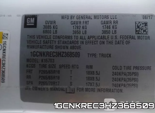 1GCNKREC3HZ368509 фото 10