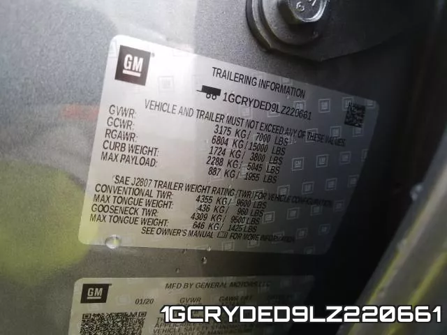 1GCRYDED9LZ220661 фото 2