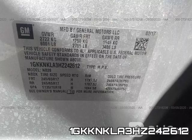 1GKKNKLA3HZ242612 фото 10