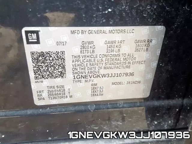 1GNEVGKW3JJ107936 фото 2