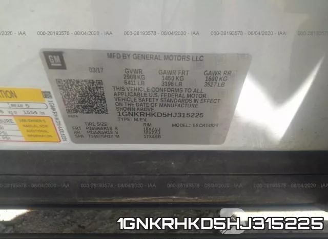 1GNKRHKD5HJ315225 фото 10