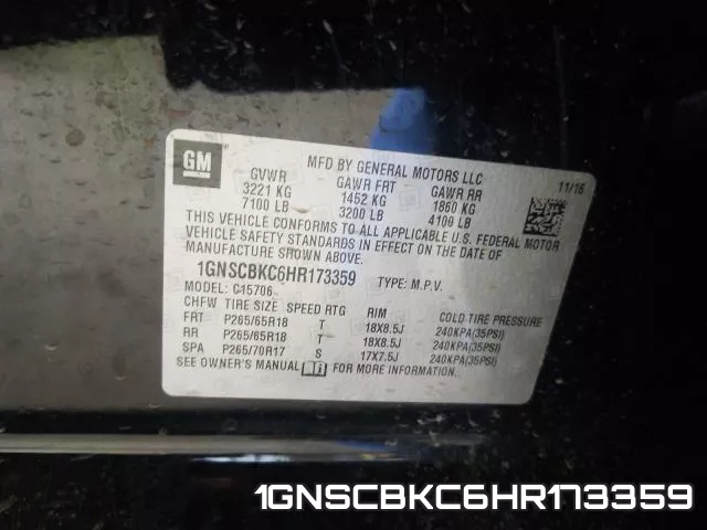 1GNSCBKC6HR173359 фото 2