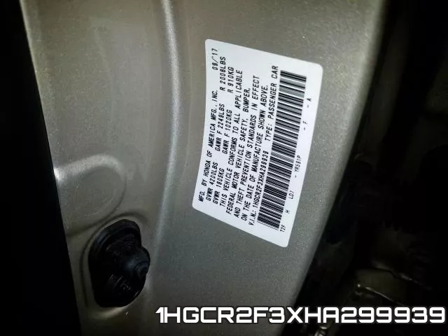 1HGCR2F3XHA299939 фото 2