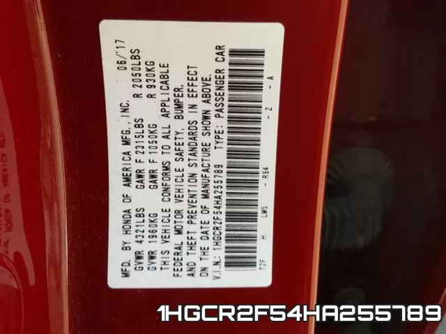 1HGCR2F54HA255789 фото 2