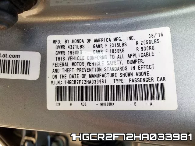 1HGCR2F72HA033981 фото 2