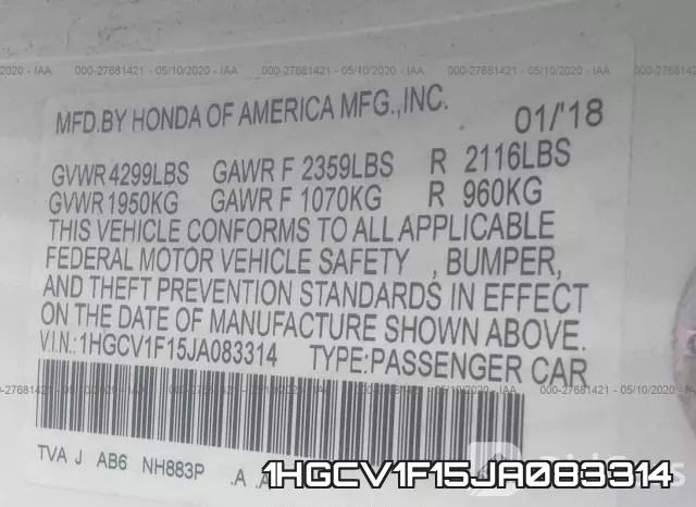 1HGCV1F15JA083314 фото 10