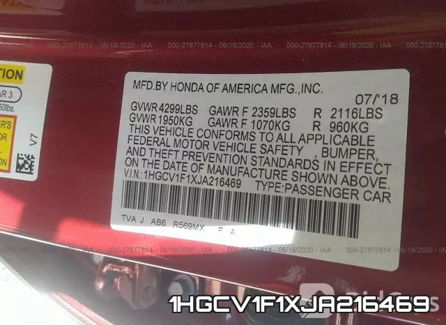 1HGCV1F1XJA216469 фото 10